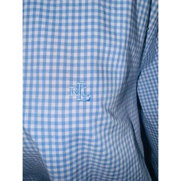 Lauren Ralph Lauren Blue Boxy Button Down Shirt - Picture 9 of 12